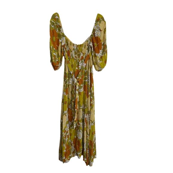 Faithfull the Brand Imane Midi Dress 2 Floral Smocked Puff Sleeve Boho NWOT - Picture 6 of 10